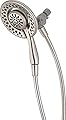 Delta Faucet 4-Setting In2ition 2-in-1 Dual Shower Head with Handheld, Brushed Nickel Round Shower Head with Hose, Detachable Shower Head, Hand Held Shower Head, SpotShield Stainless 75486CSN