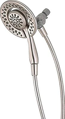 Delta Faucet 4-Setting In2ition 2-in-1 Dual Shower Head with Handheld, Brushed Nickel Round Shower Head with Hose, Detachable Shower Head, Hand Held Shower Head, SpotShield Stainless 75486CSN