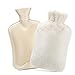 Bolsa de Agua Caliente de 1,8L, Dawdix Botellas de Agua Caliente con Suave Felpa Funda, Hot Water Bottle, bolsa agua caliente, mejor regalo (blanco)