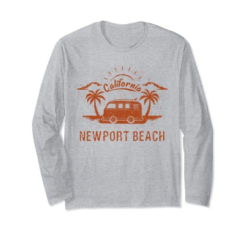 Newport Beach, CA California retro vintage surfing beach Long Sleeve T-Shirt