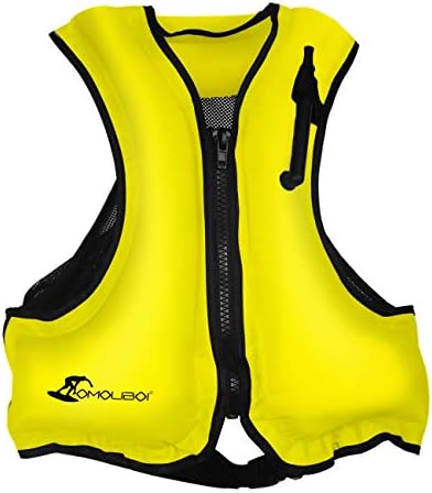 OMOUBOI Inflatable Snorkel Jacket Adult with Leg Straps for Men Women Snorkel Vest for Snorkeling Diving Swimming (Yellow)