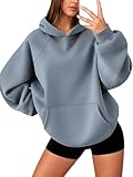 Oyamiki Fleece Hoodie Women Long Sleeve Hooded Sweatshirts Comfy Soft Over Sized Hoodies Fall Winter Pullover Blue L