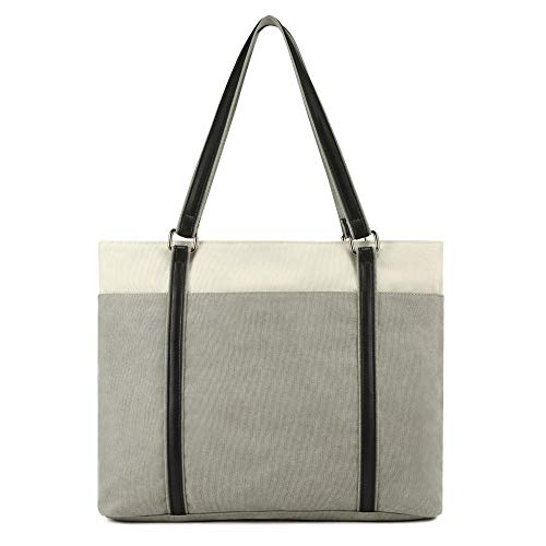 【Passionist】 帆布トートバッグ メンズ レディース 兼用 A4 15.6 PC パソコン ファイル 通勤 出張 ジッパー 多ポケット 仕切あり (グレー)