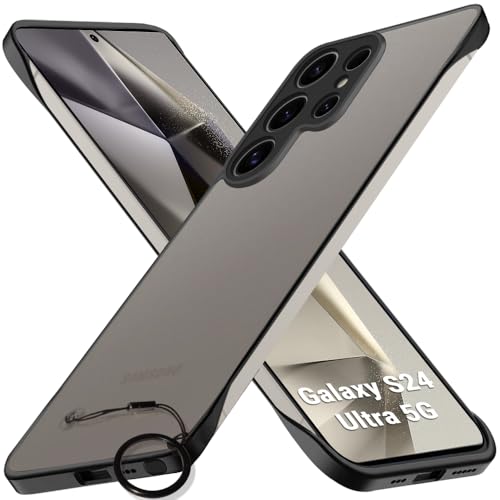 Image of TheGiftKart Hybrid Ultimate Slim Back Case Cover for Samsung Galaxy S24 Ultra 5G | Frosted Matte Translucent Hard Back Case Cover for Samsung S24 Ultra 5G (PC & TPU, Black Sides)
