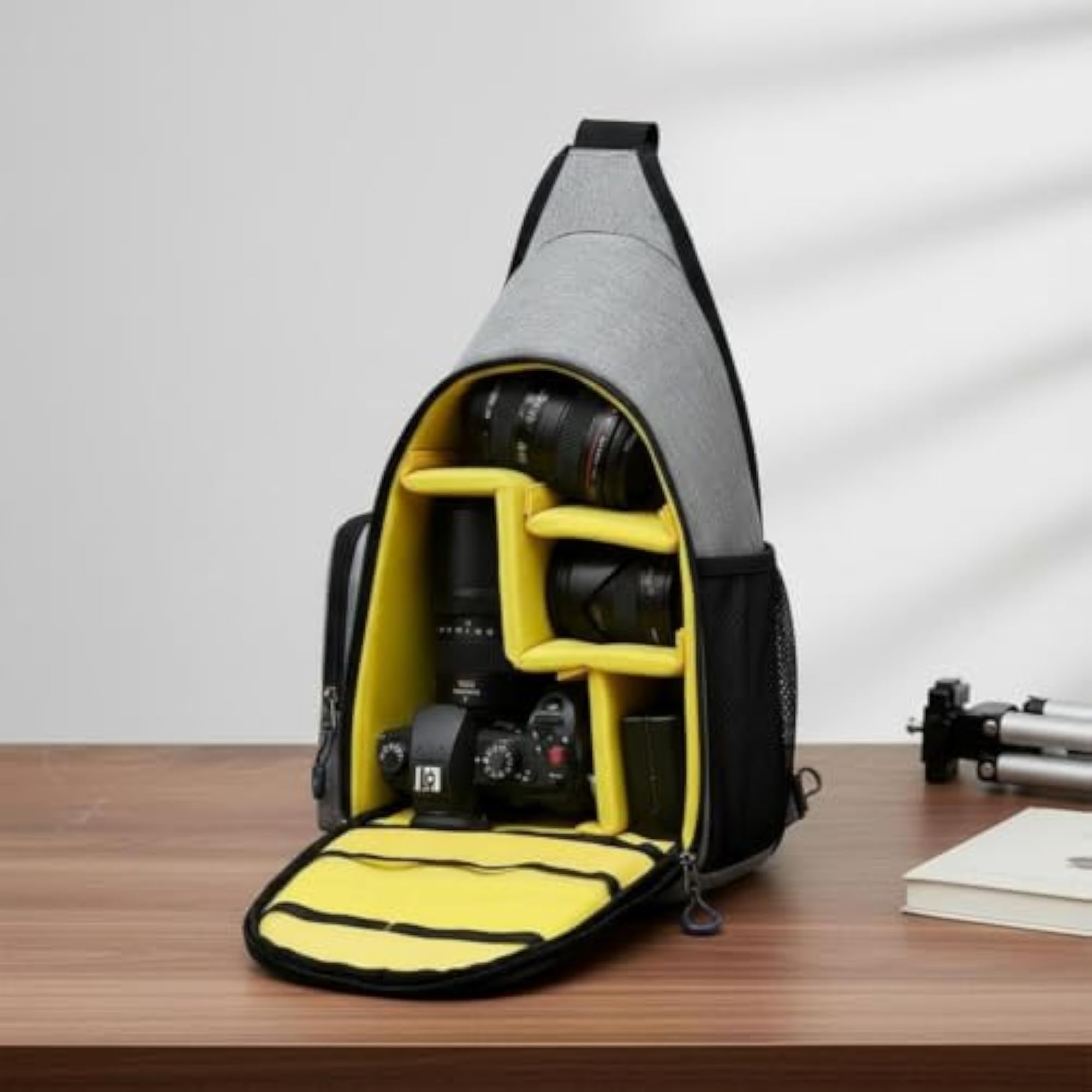 Water-Resistant Black Camera Sling Bag for Photographers