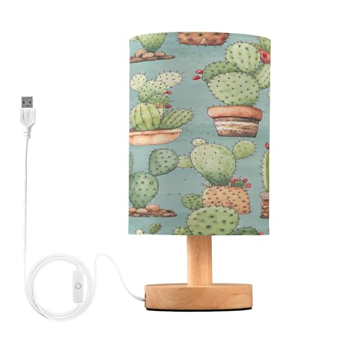 Cgiub Lámpara de mesa de noche de cactus
