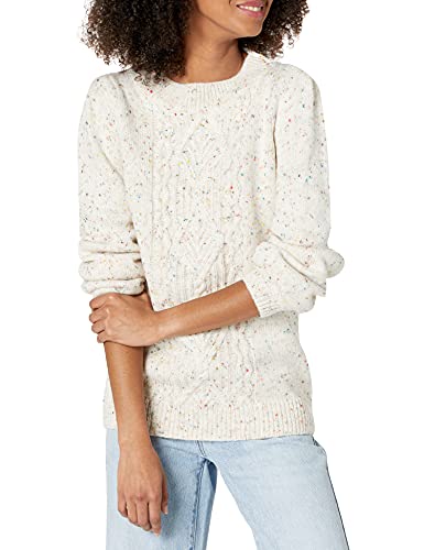 Image of Cable Stitch Women's Donegal Dots Cable Knit Sweater - Crewneck Long Sleeve Melange Pullover Top