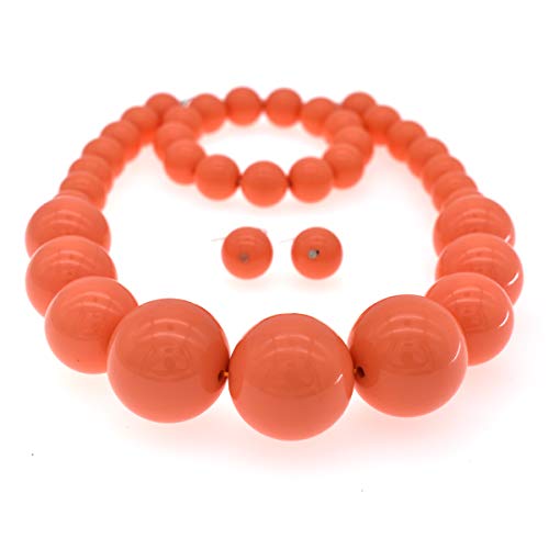 Chunky Pearl Choker Necklace, Large Pearl Statement Necklace, Trending Choker Pearl Wedding Jewelry For Brides, Boho Pearl Jewelry Set (Orange) #TOP1