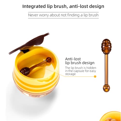 2Pcs Bee Balm,Bee Balm Lip Balm Honey Pot,Honey Lip Mask,Lip Balm,Lip Exfoliating Bee Balm Sleeping Lip Mask With Brush Lip Care Products #TOP4