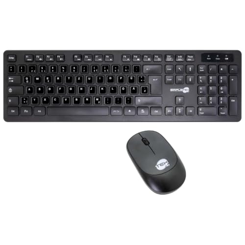 Kit souris et clavier sans fil noir Simpletek MK-03B bureautique QWERTY DE allemand
