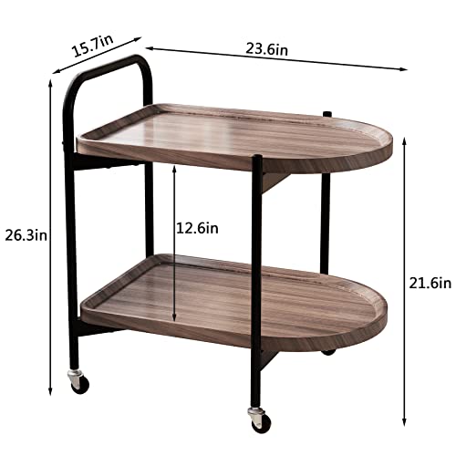 Dessert Cart,Wine Cart,Restaurant Cart,Fruit Tray Cart,Coffee Cart,Utility Cart,Rolling Serving Bar Cart With Lockable Wheels - Walnut #TOP5