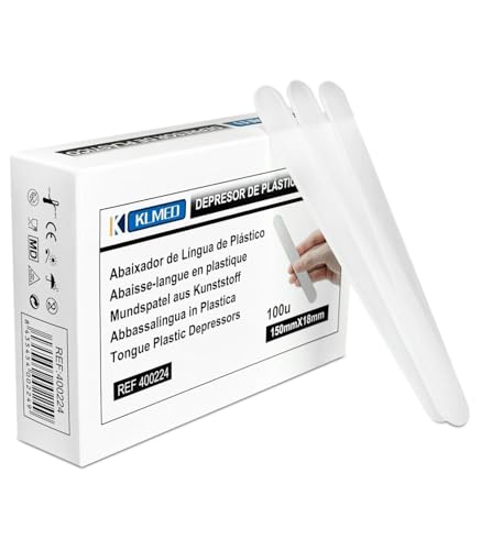 Depresor Lingual de Plástico 15cm x 1,8cm | 100 unidades | Depresores Linguales Aptos para Uso Médico, Estético y Profesional
