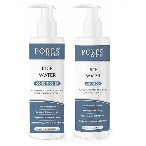 Image of Rice Water Shampoo & Conditioner Combo | With Rice Protein, Corn Starch, Coconut & Tea Tree | For Men & Women | Repairs Dry & Damaged Hair | Sulfate & Paraben Free - (250 ml X 2)