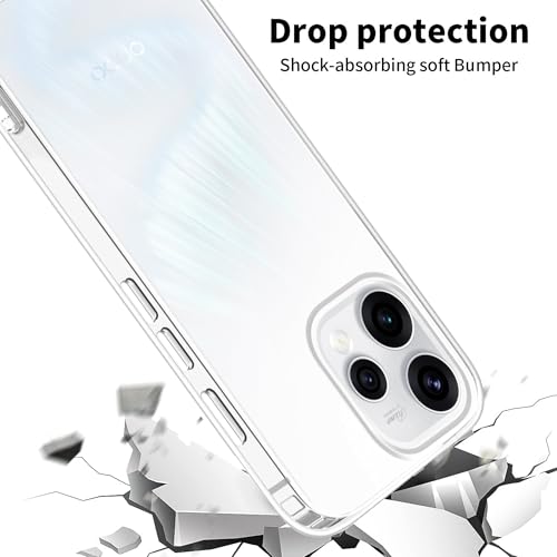 Image of Amazon Brand - Solimo Compatible with Oppo Reno 15 5G Case Cover Transparent Non-Slip Hard PC Shockproof Bumper Protective Back Cover - Clear