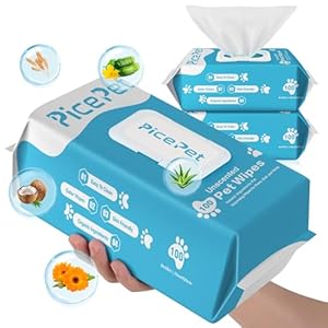 200 Cleaning & Deodorizing Guaranteed Dog Grooming Wipes – Hypoallergenic Pet Wipes for Allergies & Itching – Thick Puppy Wipes for Paws, Butt, Coat, Face & Body, Home & Travel Use, Unscented