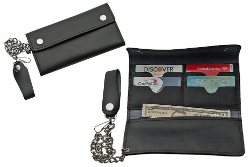 Szco Supplies Bi-Fold Biker Wallet, 8x4-Inch, black
