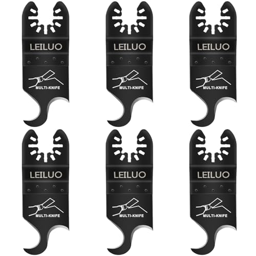 LEILUO 6 Pcs Oscillating Multi Tool Hook Knife Blade for Carpet Roof Shingles Soft Materials Universal Oscillating Tool Accessory with Storage Bag Compatible with DeWalt Dremel Milwaukee and More