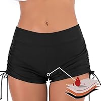 Periodenhose für Damen, Schwimmen, hohe Taille, 4-lagig, auslaufsicher, Bikini, Menstruations-Bademode, Hose für Mädchen, Teenager, super saugfähig, schnell trocknend, Badeshorts für Strand, Pool,