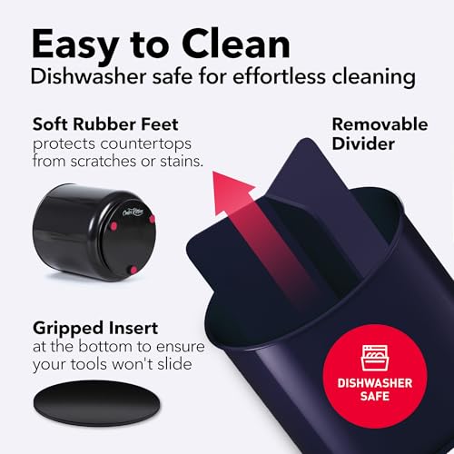 image for Cooler Kitchen Plastic Rotating Extra Large Utensil Holder Crock with 