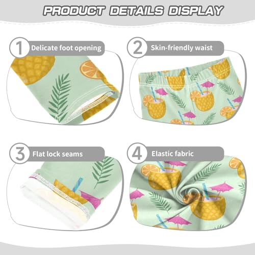 Cocktails Pineapple Girls Leggings,Workout Leggings for Girls Toddler Athletic Leggings Size for 3-10T3