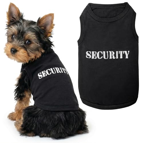 Parisian Pet Dog Shirt – 100% Cotton Shirts for Small Dogs – Black Sleeveless Puppy Clothes – Lightweight Dog Security Shirt – Breathable Dogs Clothes - Stretchy Pet T Shirts