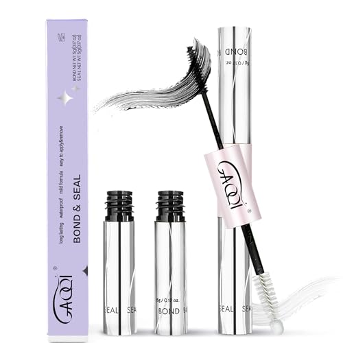 GAQQI Lash Cluster Glue, Lash Bond and Seal Waterproof, Bond & Seal Eyelash Glue for Clusters, Eyelash Adhesive Black Long-Lasting 72H, Latex-Free（5ml+5ml）