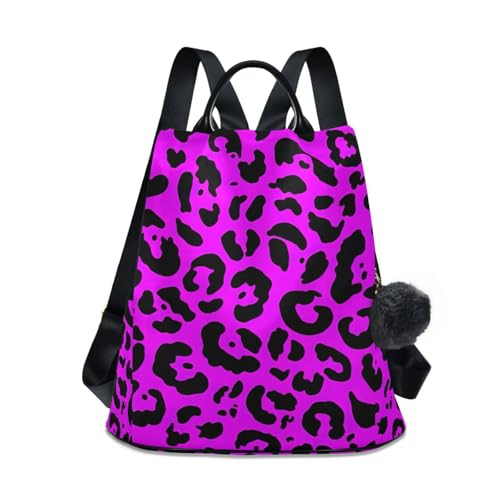Sac à dos imprimé léopard rose pour femme avec poches zippées