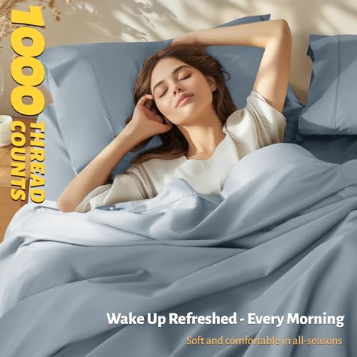 Shilucheng Conjunto de lençóis King Size 100% algodão egípcio - 1000 fios, lençóis de cama de algodã