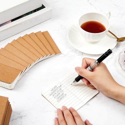 Mini carnet de poche ligné Qeeenar lot de 60 petits blocs-notes marrons pour l'école - 4