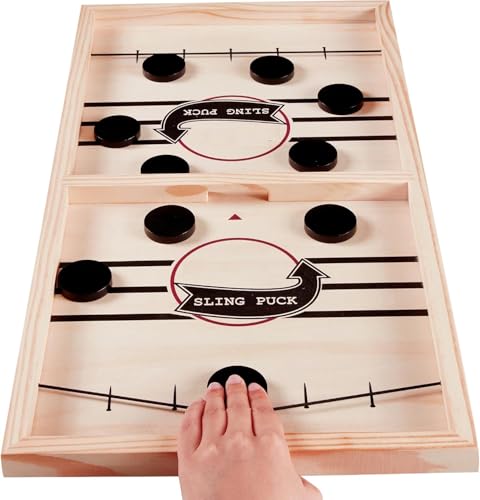 Amisha Gift Gallery Board Games for Kids String Hockey Table Board Games Indoor Games Fastest Finger Games for Kids Fast Sling Puck Board and Adults (Delux Hockey)