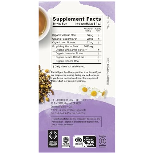 Numi Organic Tea Sweet Slumber, Valerian Root, Chamomile & Lavender Sleep Tea thumb #2