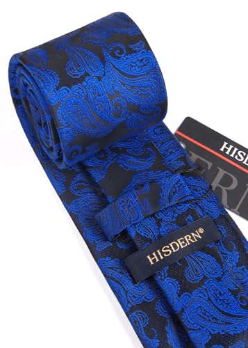 Image of HISDERN Ties for Men Paisley Floral Mens Ties and Pocket Square Cufflinks Set Classic Business Necktie Handkerchief