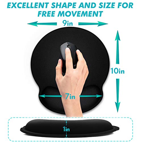 Ergonomic Mouse Pad With Wrist Rest Support, Round Gaming Mousepad With Smooth Lycra Surface & Non-Slip Rubber Base For Computer, Laptop, Office, Comfortable Memory Foam For Wrist Cushion (2 Pack) #TOP1