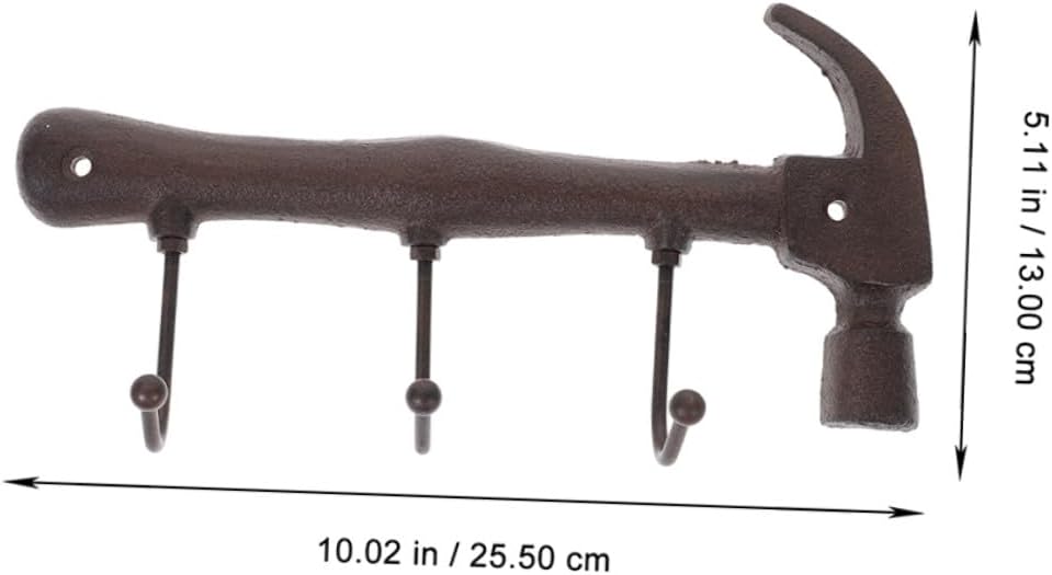 Vintage Cast Iron Wall Hooks 2pcs Hammer Shape Industrial Style Coat Hat Hangers for Entryway Home Organization with Screws
