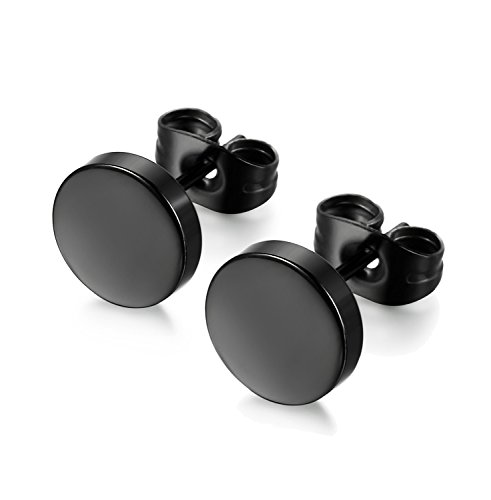 Lieblich Black Round Stud Earrings Set Stainless Steel Ear Studs For Men Women 6 Pairs 3Mm-8Mm … (Black) #TOP1