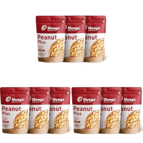 Image of SHREGO Peanut Plus Roasted Peanuts Salted, Snack and Namkeen (3X250G Vacuum Packed) (750 Gm) (Pack of 3)