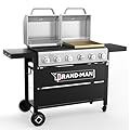 Brand-Man Griddle Grill Combo 6-Burner, 2 in 1 Versatile Propane Gas Grill and Griddle Combo with Double Lids, BBQ Grill with Griddle Combo for Outdoor Kitchen & Backyard Barbecue Cooking