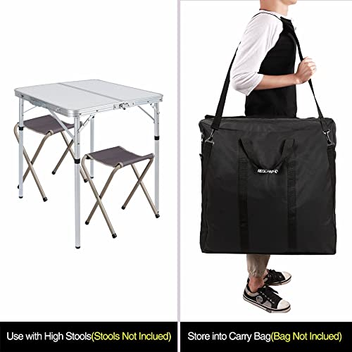 Redcamp Small Square Folding Table 2 Foot, Portable Aluminum Camping Table Adjustable Height Lightweight For Picnic Beach Outdoor Indoor, White 24 X 24 Inch #TOP6