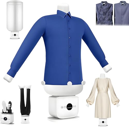 Secadora y plancha de aire caliente automática 2 en 1, máquina de planchado manos libres mejorada, secado rápido en 8 minutos, ajustable a XXL, suave (camiseta y zapatos)