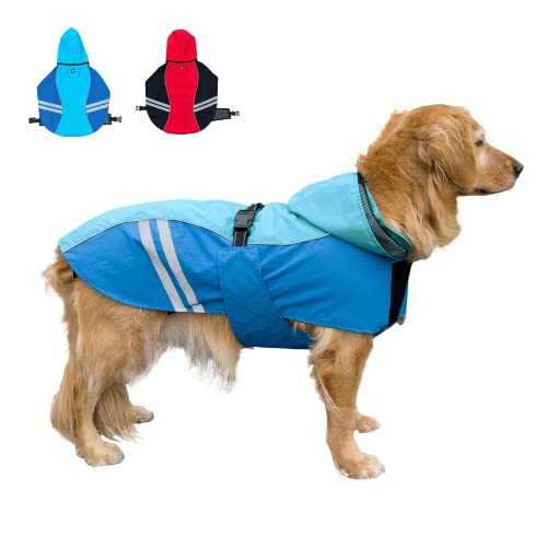 Cosibell Waterproof Dog Raincoats With Hood For Medium Large Dogs, Poncho With Reflective Strap, Lightweight Jacket With Leash Hole. #TOP7