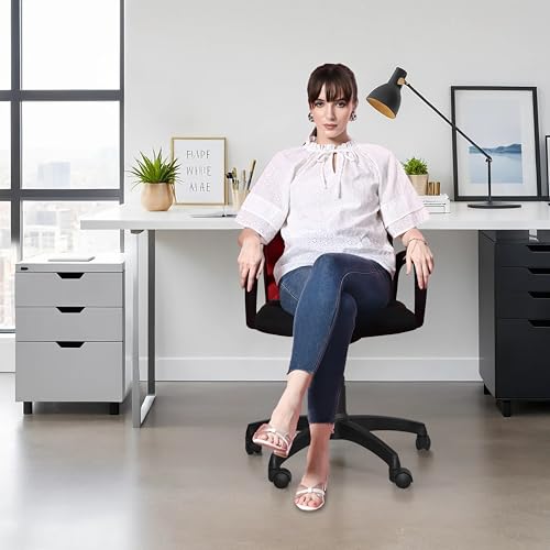 Image of Seventh Heaven Bolt Mid Back Revolving Office Chair for Work from Home, Study, and Computer Use | Heavy Duty Base | Ergonomic Mesh Design | Durable & Comfortable Seating (Red Mesh)