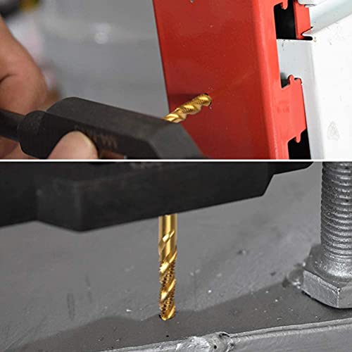 6Pcs M3 M4 M5 M6 M8 M10 Titanium Coated Hss Spiral Flute Metric Taps Set Metric Thread Tap Drill And Tap Bits 1/4" Hex Shank Screw Taps Tool Set #TOP7