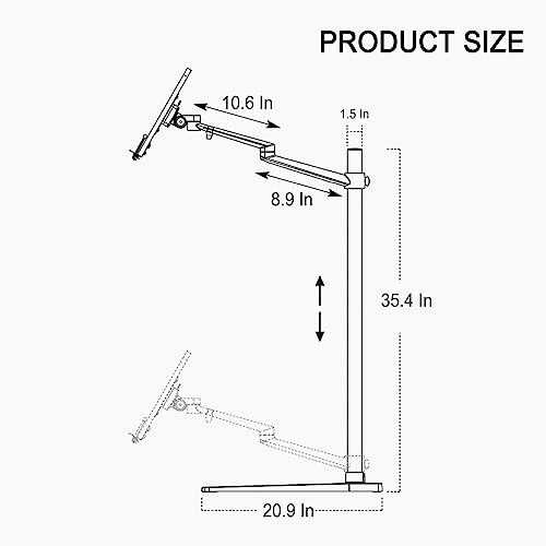 Soporte de suelo para libros y computadora portátil con ajuste de altura 4