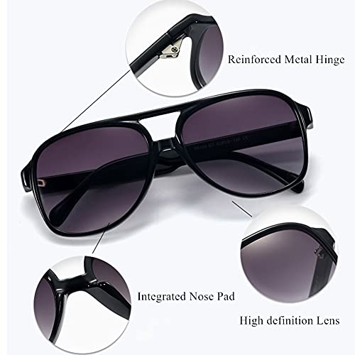 Image of LASPOR Vintage Retro Sunglasses for Women and Men Large Frame Classic 70s Glasses Squared Aviator Shades UV400 Protection