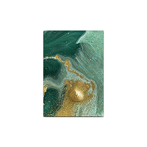 Toile verte feuille d'or déco murale moderne salon grand format
