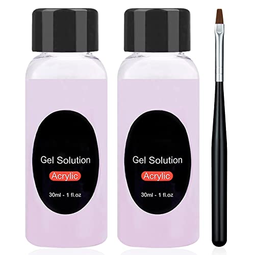 U-Shinein 2 Pack Nail Slip Solution for Poly Nail Extension Gel Slip Solution, Anti-stick Polygel Solution Nail Cleanser Liquid for Polygel DIY Nail Art Manicure with Brush 2x30ml