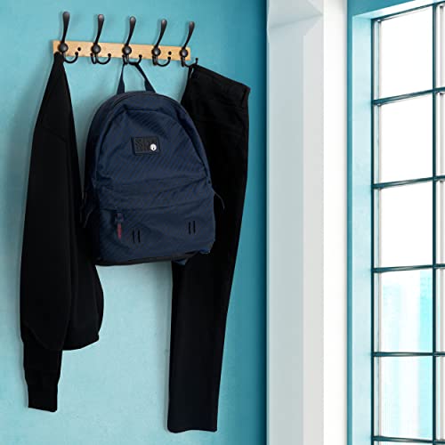 Vasgor 2Pcs Bamboo Heavy Duty Wall Mount Coat Hook, Stainless Steel Wall Mounted Rack Hooks For Coats, Towels And Hats (Black) #TOP2