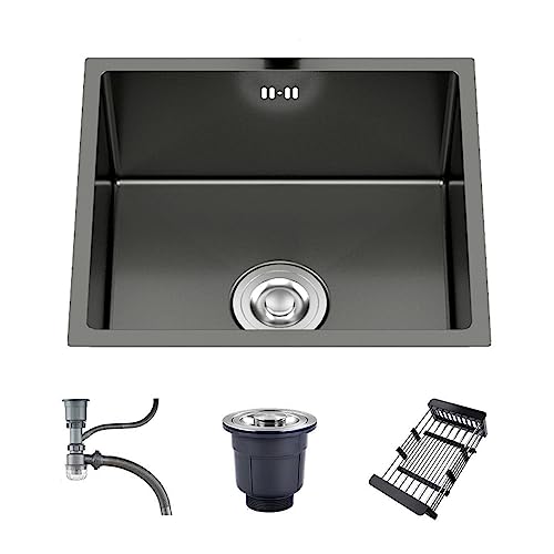 Évier de cuisine en acier inoxydable à cuve simple, facile à nettoyer, évier de cuisine multifonction pour café, magasins de boissons, bar, balcon, camping-car, noir (B)