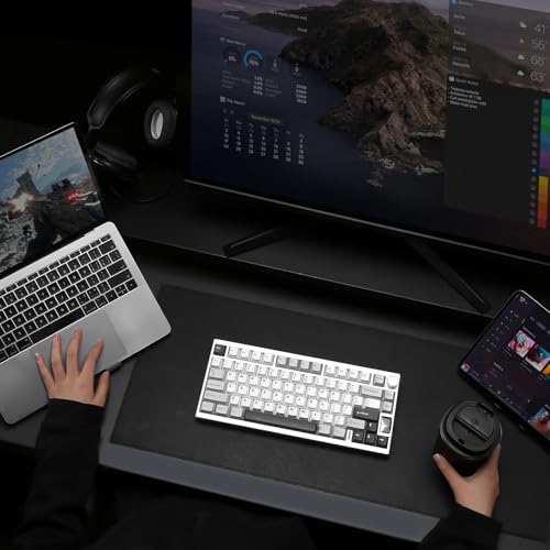 YUNZII AL80 Wireless Mechanical Keyboard,Full Aluminum CNC, Smart LCD Display,Hot Swappable Gasket Mount 75% Layout with Knob,BT/2.4G/USB-C,QMK/VIA Support for Win/Mac (Silver, Cocoa Cream V2 Switch) by YUNZII - Image 8