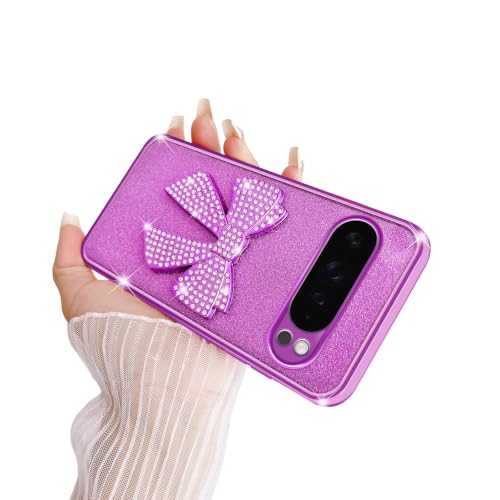 Coque Pixel 9 Pro XL transparente femme avec cordon et nœud 3D